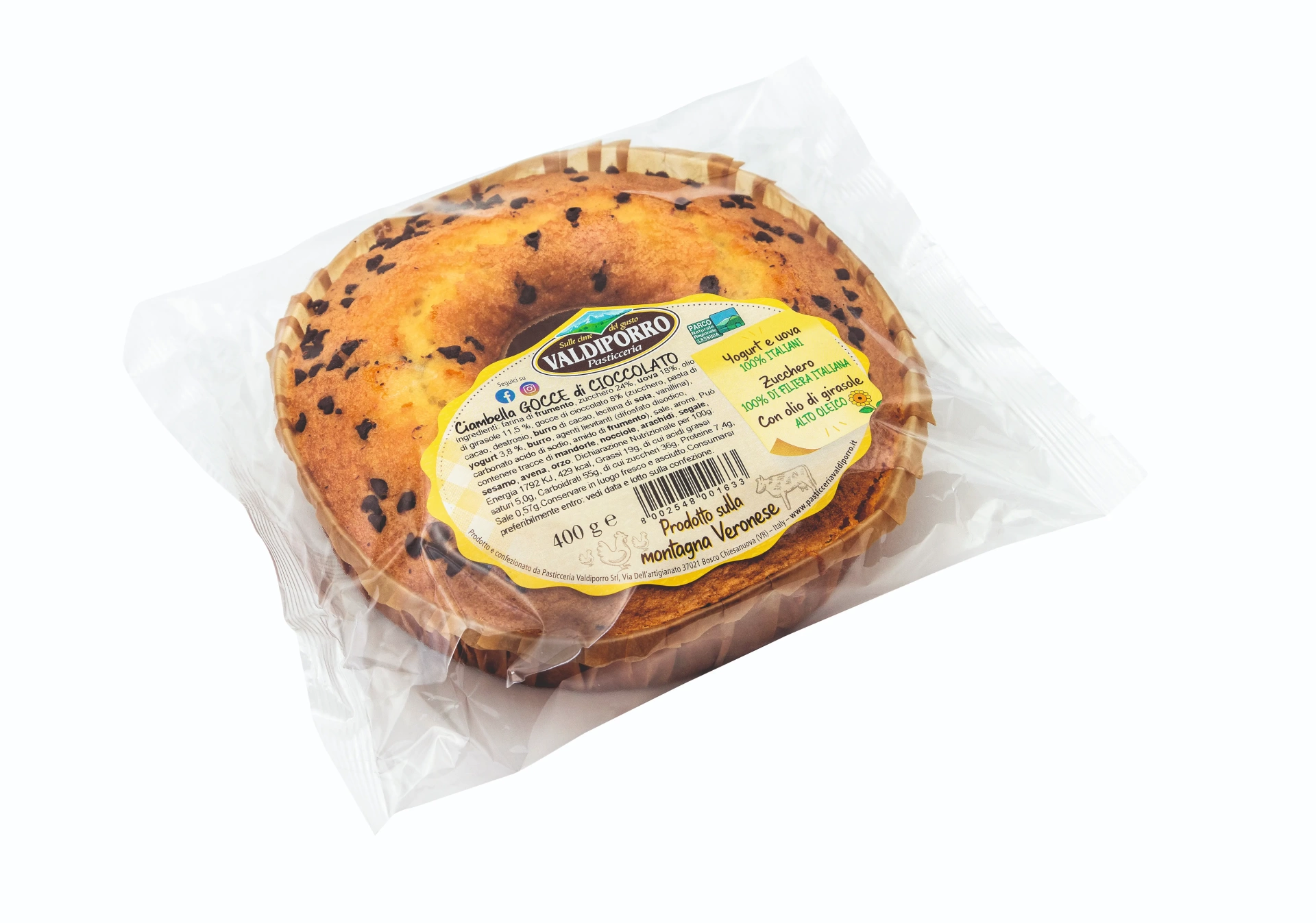 pasticceria valdiporro ciambella gocce cioccolato confezione